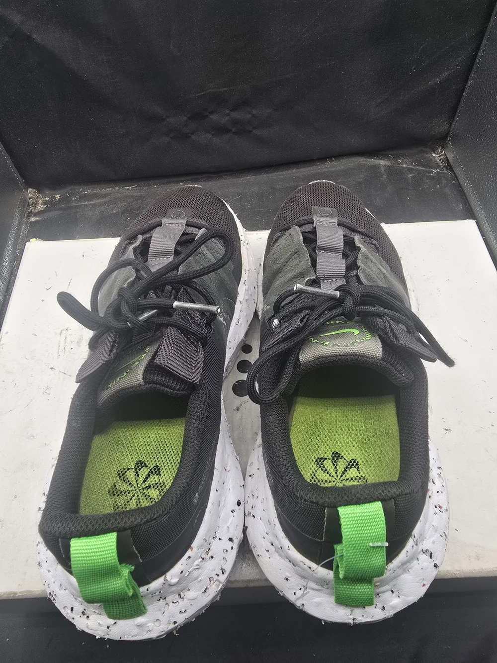 Nike Men’s Black and White Athletic Shoes with Green Accents